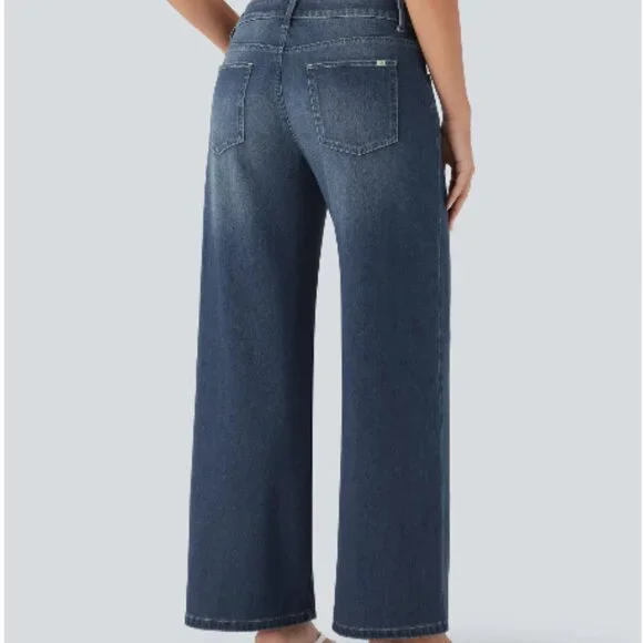 Halara Asymmetric Low Rise Baggy Wide Leg Jeans-Petite - Picture 2 of 5